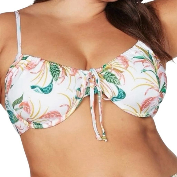 Artesands April Spritz White Bikini Top Size US 12 Cup D/DD MSRP $95 NEW - Picture 1 of 13